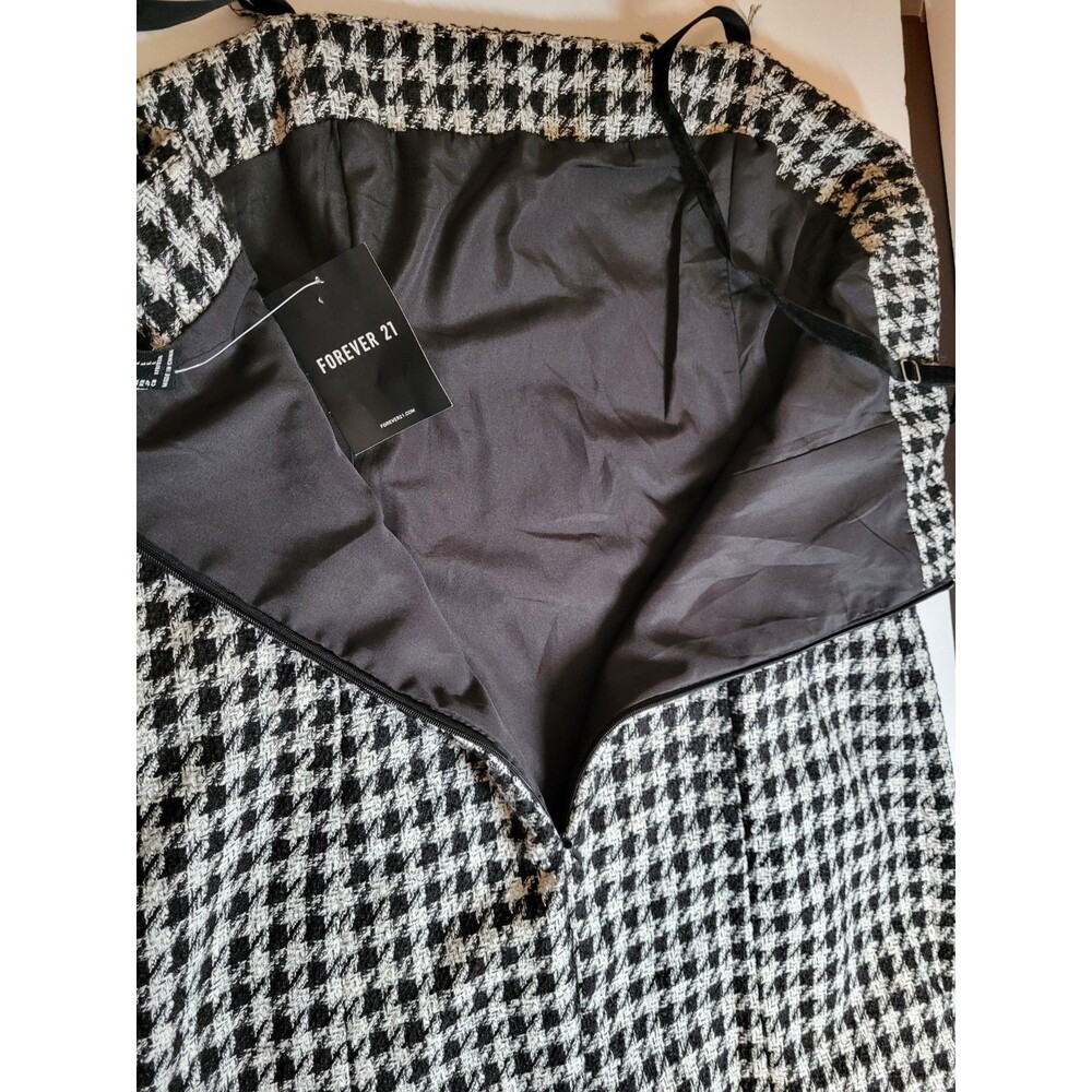 NWT Forever 21 Tweed Houndstooth Mini Dress with Fringe Detail - Picture 15 of 16